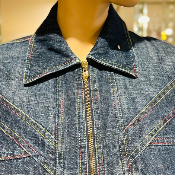 CAPPOPERA ATELIER Made in Italy Denim Cropped Jacket Zip closure Pockets front - Picture 8 of 14